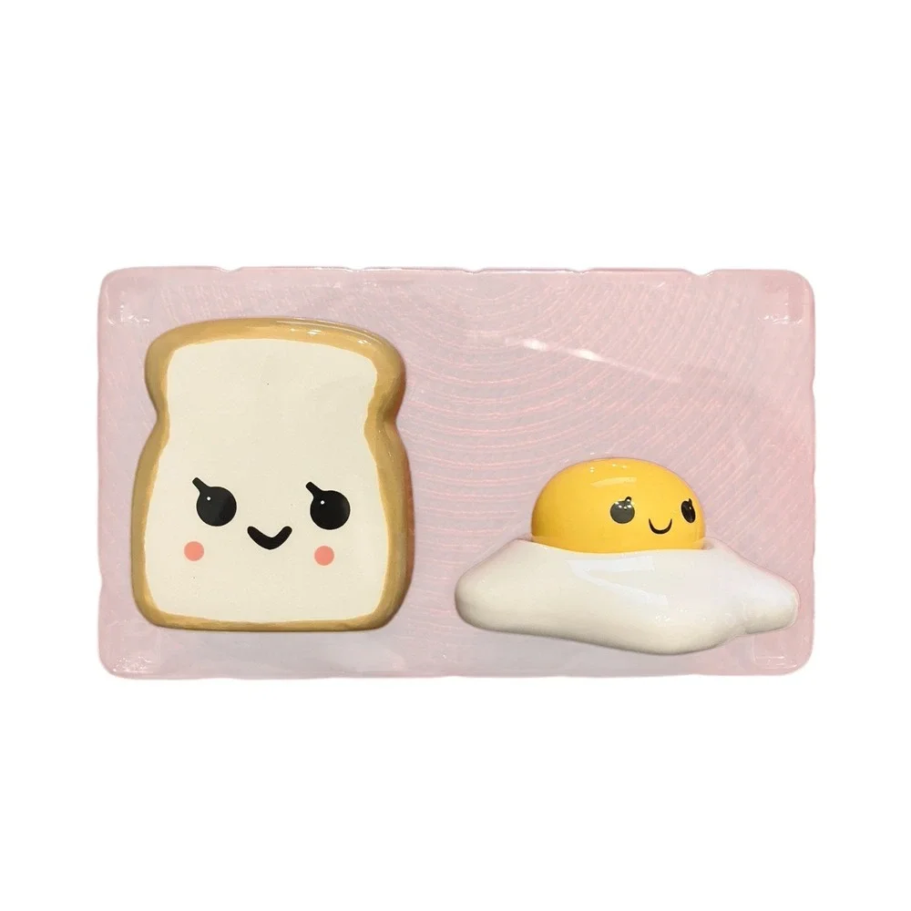 One Hundred 80 Degrees Ceramic Salt & Pepper Set‎ Fried Egg Toast NIB